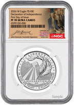 2026-W $100 Platinum Eagle Declaration of Independence FDI NGC PF70 Hancock