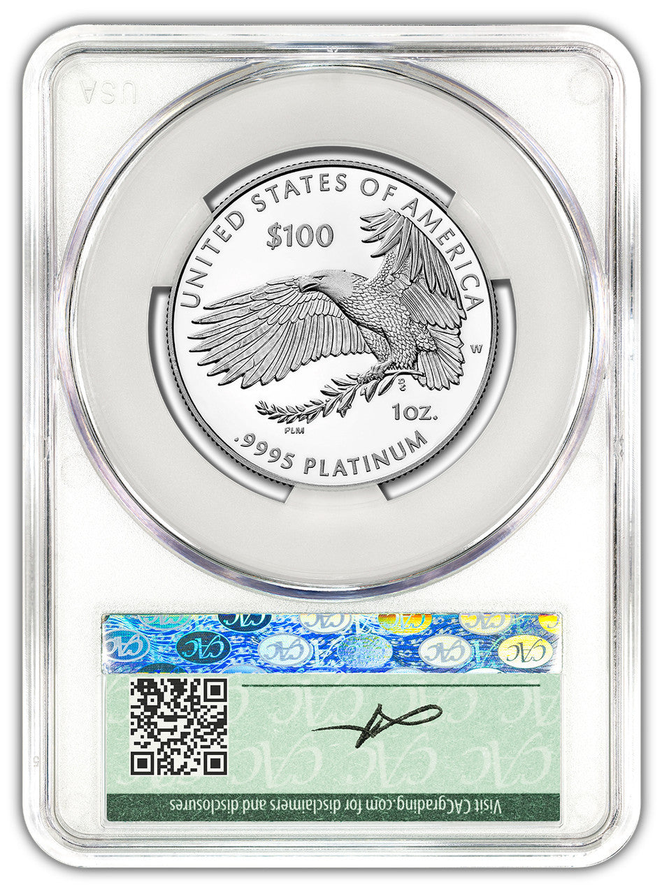 2026-W $100 Platinum Eagle Charters of Freedom FDD CAC PR70 Founders