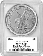 2026 American Silver Eagle First Day of Issue PCGS MS70 Damstra