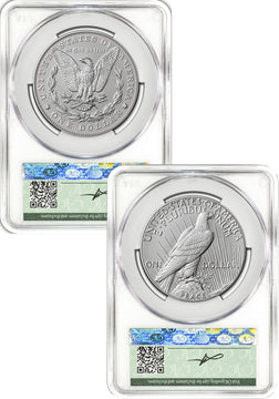 2026-W Morgan and Peace Dollar Enhanced 2-Coin Set CAC MS70 AD Founders Label