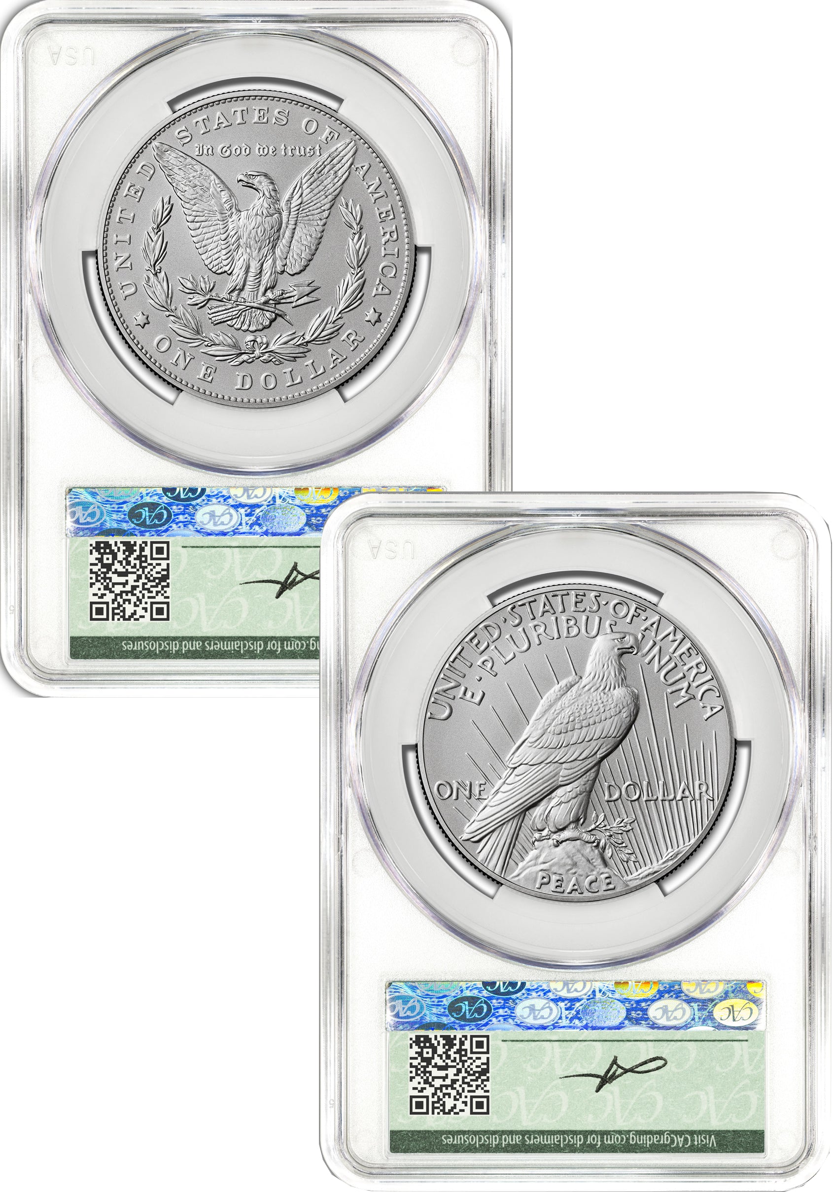2026-W Morgan and Peace Dollar Enhanced 2-Coin Set CAC MS70 AD Founders Label