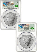 2026-W Morgan and Peace Dollar Enhanced 2-Coin Set CAC MS70 AD Founders Label