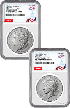 2026-W Morgan and Peace Dollar Enhanced 2-Coin Set NGC MS70 AR Congress 250 Label