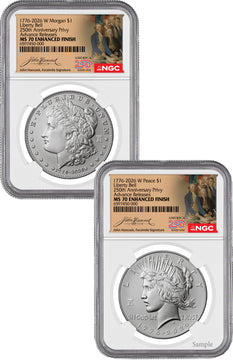 2026-W Morgan and Peace Dollar Enhanced 2-Coin Set NGC MS70 AR Hancock Label