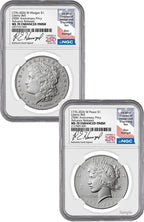 2026-W Morgan and Peace Dollar Enhanced 2-Coin Set NGC MS70 AR Harrigal Label