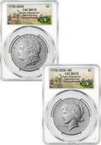 2026-W Morgan and Peace Dollar Enhanced 2-Coin Set CAC MS70 FDD Battlefield Label