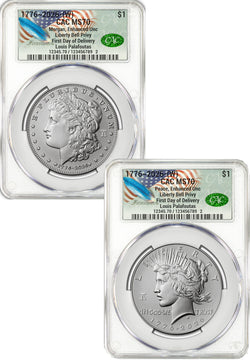 2026-W Morgan and Peace Dollar Enhanced 2-Coin Set CAC MS70 FDD Founders Label