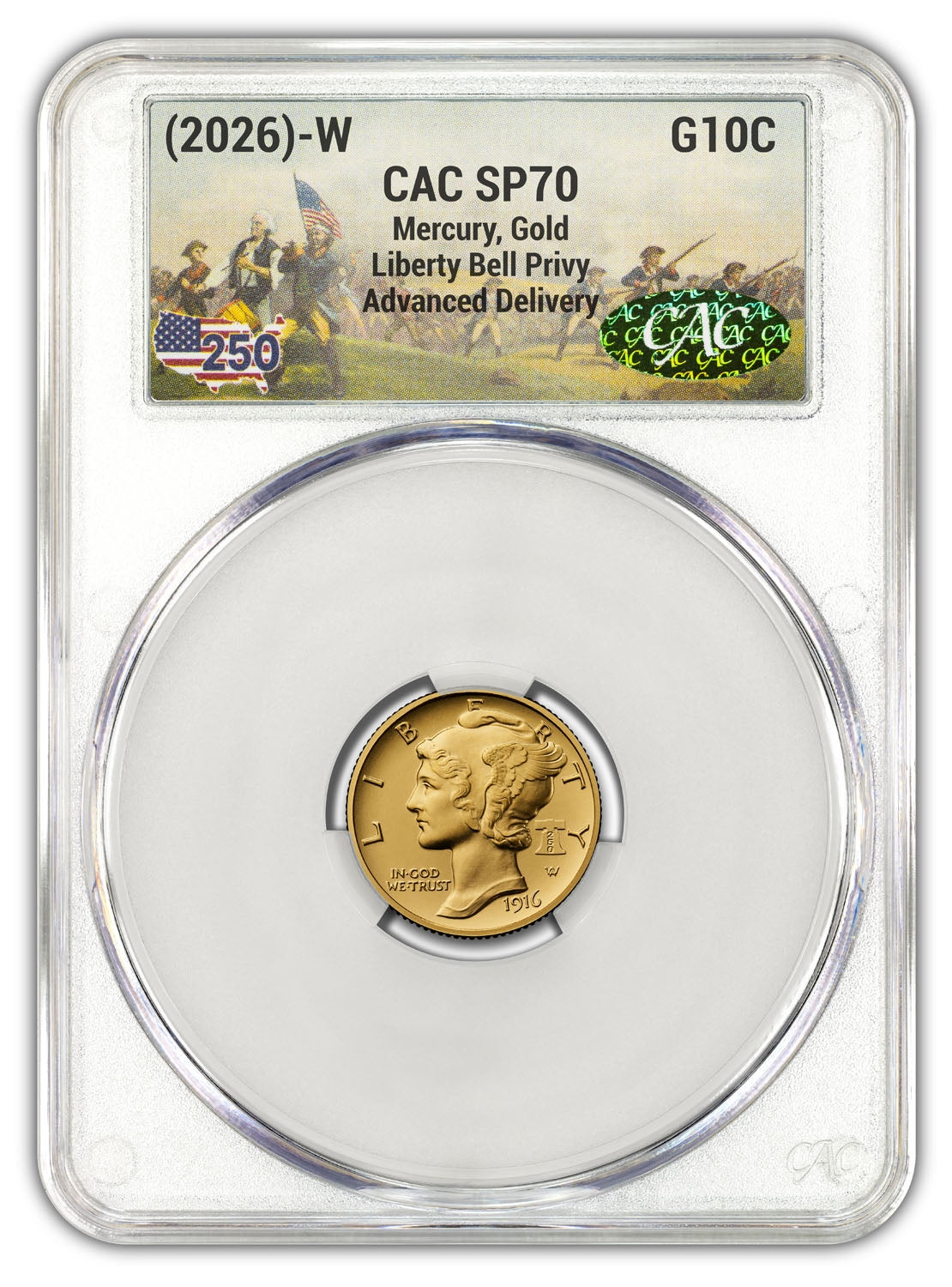 2026-W Mercury Gold Coin FDD CAC SP70 Battlefield | LCR Coin