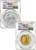 2026 1907 Saint-Gaudens High Relief $20 Gold Coin & Silver Medal Set AD CAC SP70/MS70 Flag