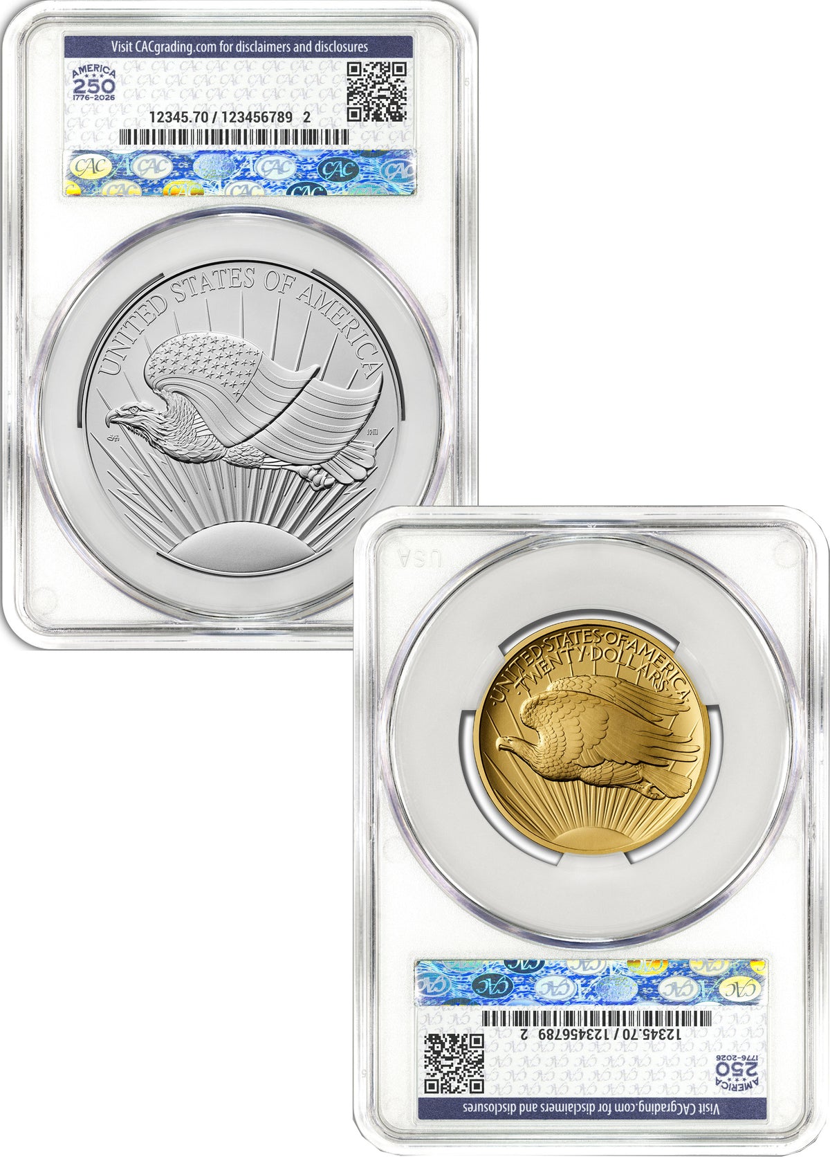 2026 1907 Saint-Gaudens High Relief $20 Gold Coin & Silver Medal Set AD CAC SP70/MS70 Battlefield