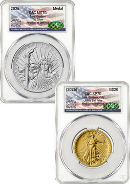 2026 1907 Saint-Gaudens High Relief $20 Gold Coin & Silver Medal Set FDD CAC SP70/MS70 Flag