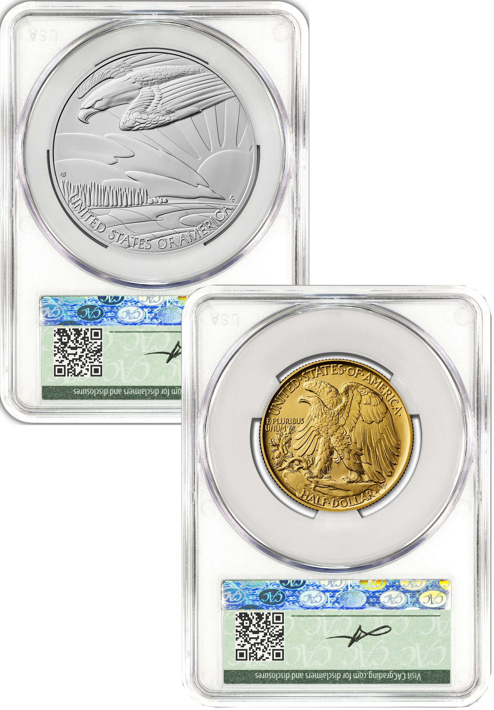 2026-W Gold Walking Liberty Half & Silver Medal Set FDD CAC SP70