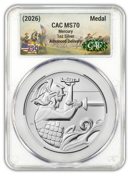 2026 (P) Mercury Silver Medal FDD CAC MS70 250 Battlefield | LCR Coin