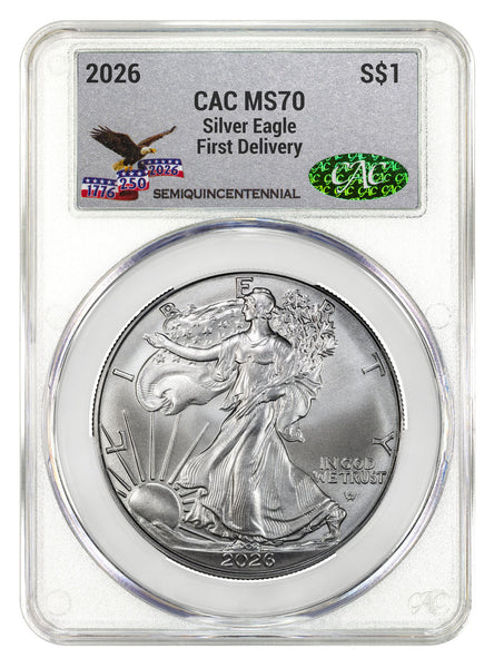 2026 American Silver Eagle 250th Anni FDD CAC MS70 | LCR Coin