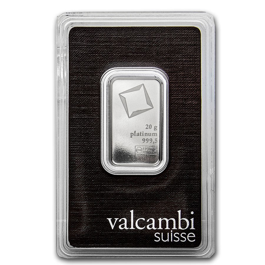 20 Gram Platinum Bar Valcambi W/Assay