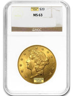 Random Date 1850-1907 Liberty $20 Gold Double Eagle NGC MS63