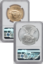 2021 2 Coin Set T2 Gold Silver Eagles 222nd Dusk & Dawn 35th Anniversary NGC MS69