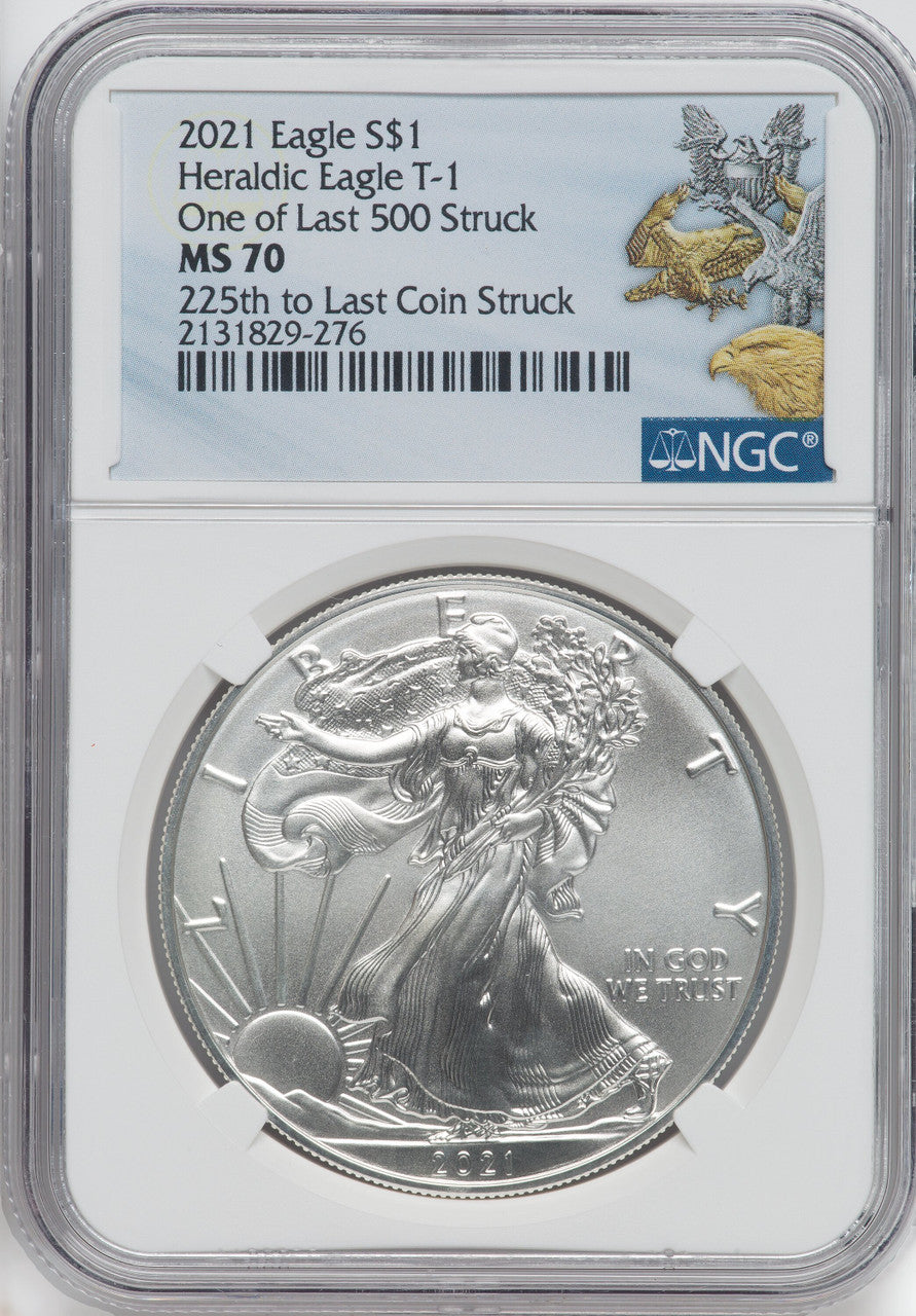 2021 American Silver Eagle Type 1 At Dusk & Dawn 35th Anniversary 225th To Last NGC MS70