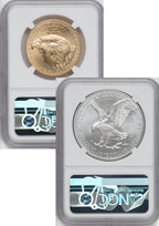 2021 2 Coin Set T2 Gold Silver Eagles 229th Dusk & Dawn 35th Anniversary NGC MS69