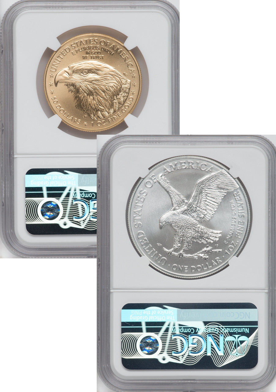 2021 2 Coin Set T2 Gold Silver Eagles 229th Dusk & Dawn 35th Anniversary NGC MS69