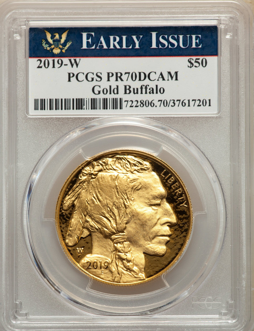 2019-W $50 One-Ounce American Buffalo .9999 Fine Gold First Strike PCGS PR70