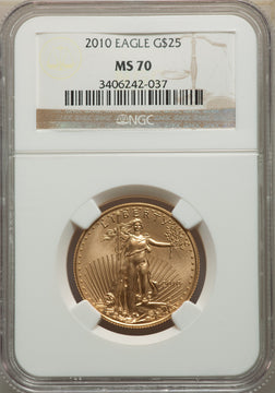 2010 $25 Half-Ounce Gold Eagle NGC MS70