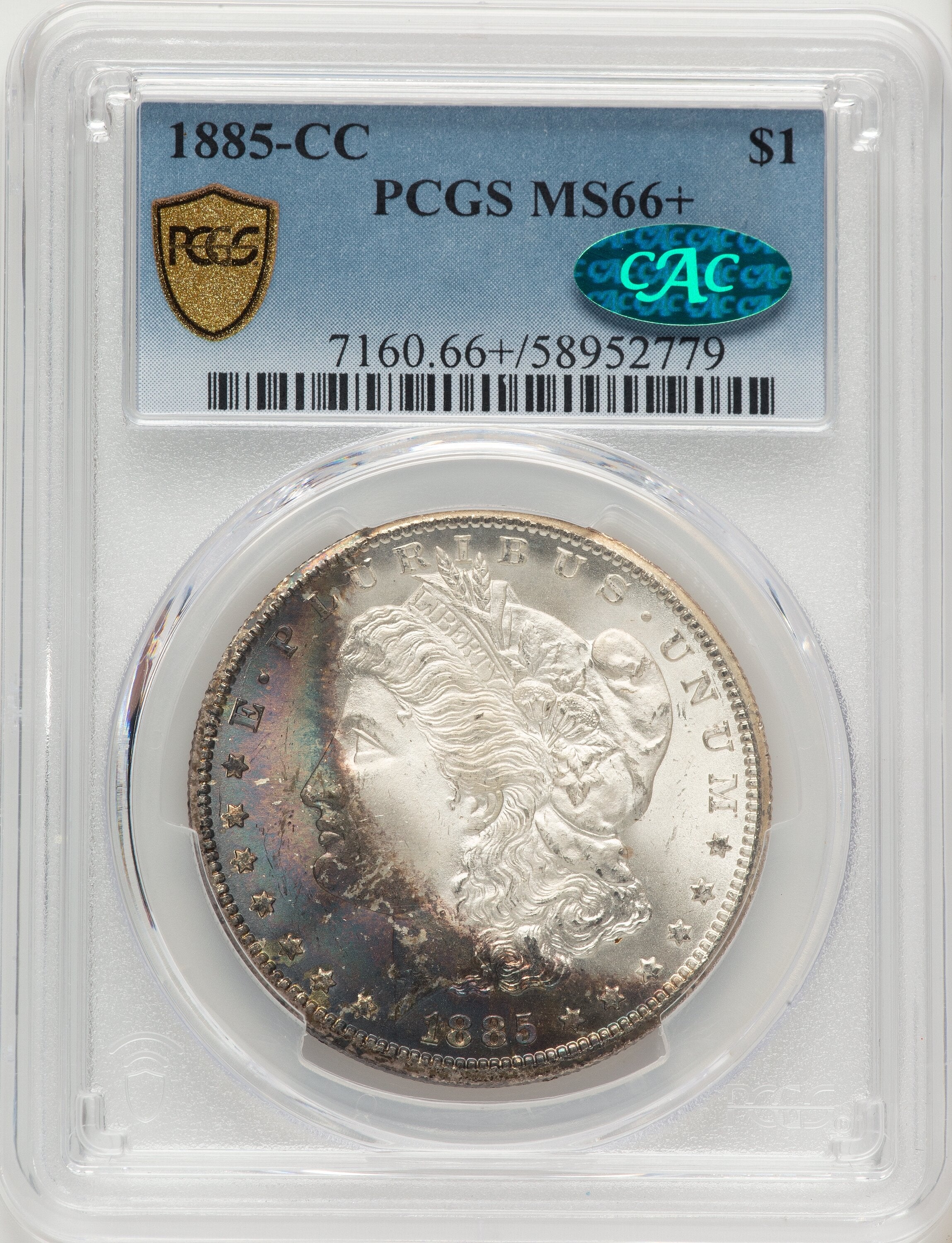 1885-CC CAC Morgan Dollar PCGS MS66+