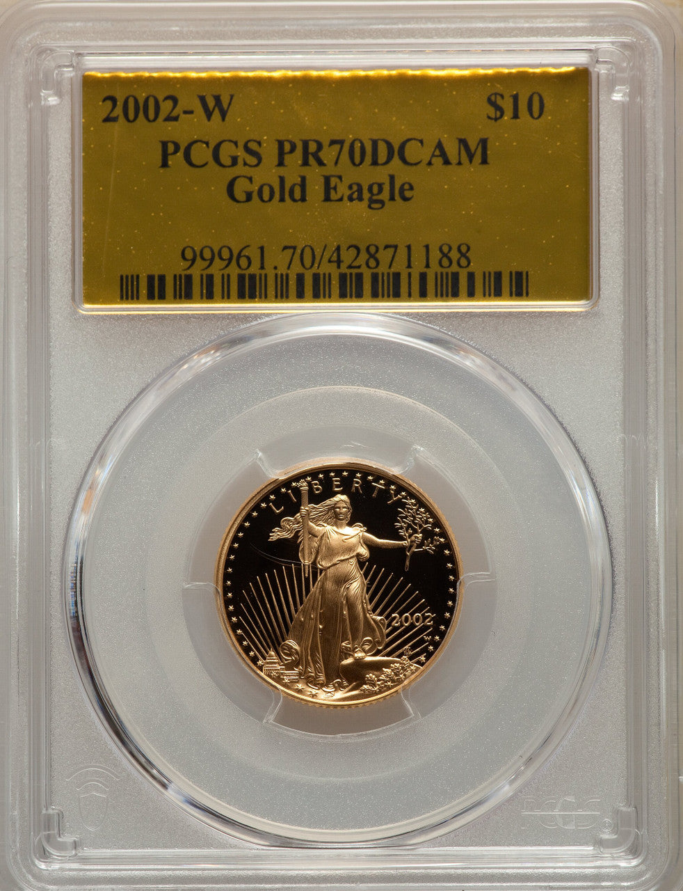 2002-W $10 Quarter-Ounce Gold Eagle PCGS MS70