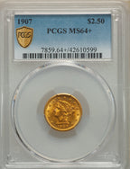 1907 $2.50 Liberty Quarter Eagle PCGS MS64+