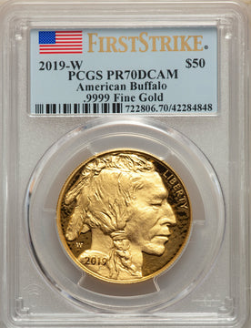 2019-W $50 One-Ounce American Buffalo .9999 Fine Gold First Strike PCGS PR70