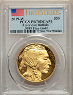 2019-W $50 One-Ounce American Buffalo .9999 Fine Gold First Strike PCGS PR70