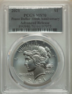 2021 $1 Peace Dollar 100th Anniversary Advanced Release  PCGS MS70