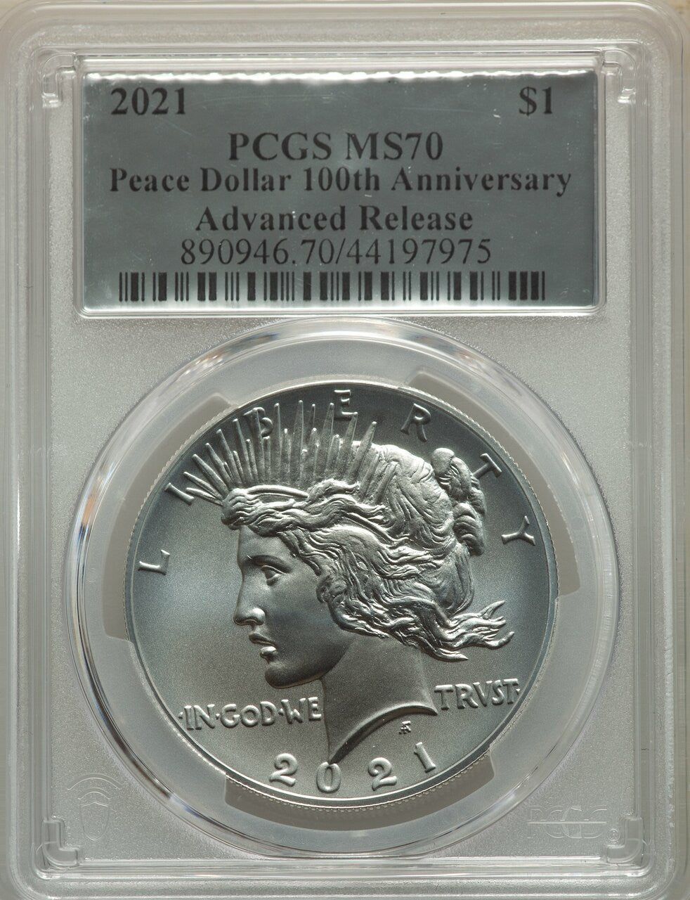 2021 $1 Peace Dollar 100th Anniversary Advanced Release  PCGS MS70