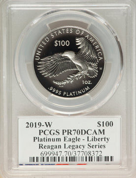 2019-W $100 One-Ounce Platinum Eagle Liberty Michael Reagan PCGS PR70
