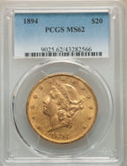 1894 $20 Liberty Double Eagle PCGS MS62