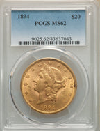 1894 $20 Liberty Double Eagle PCGS MS62