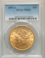 1897-S $20 Liberty Double Eagle PCGS MS62