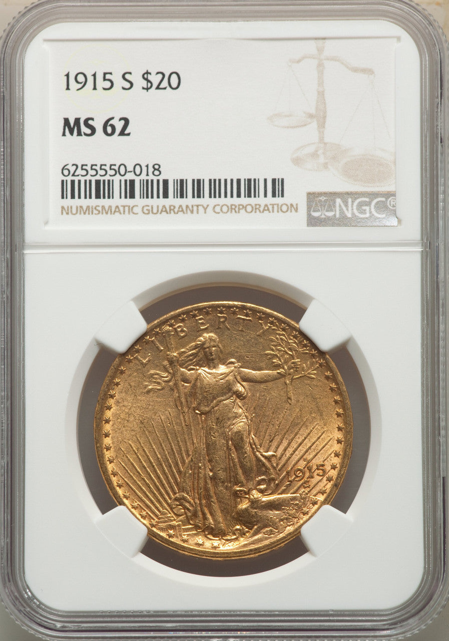 1915-S $20 Saint-Gaudens Double Eagle NGC MS62