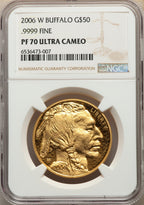 2006-W $50 One-Ounce Gold Buffalo .9999 Fine Gold NGC PF70