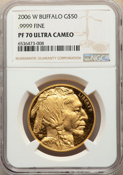 2006-W $50 One-Ounce Gold Buffalo .9999 Fine Gold NGC PF70