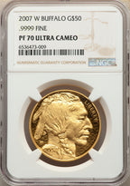 2007-W G$50 One-Ounce Gold Buffalo .9999 Fine Gold NGC PF70