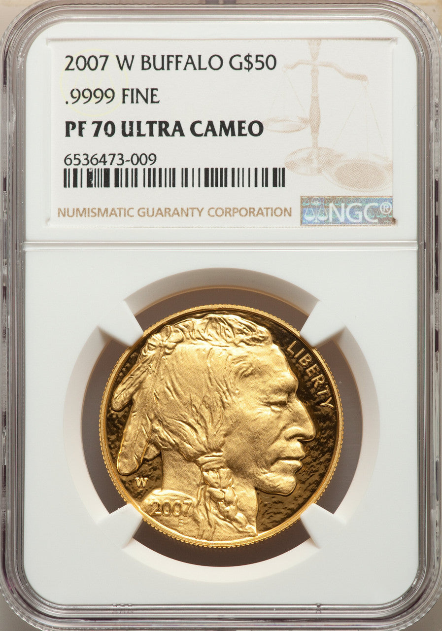2007-W G$50 One-Ounce Gold Buffalo .9999 Fine Gold NGC PF70