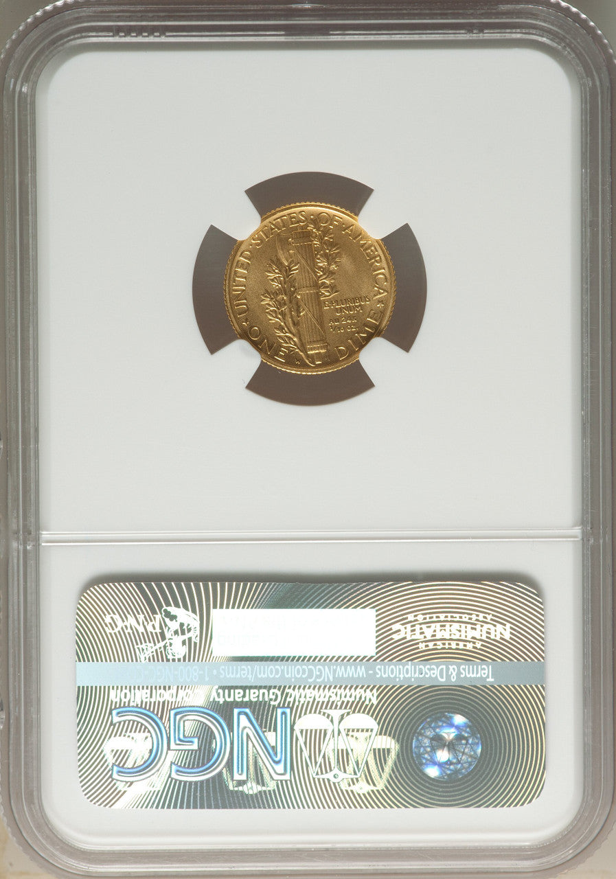 2016-W 10C Mercury Dime Gold 100th Anniversary First Strike SP NGC MS70