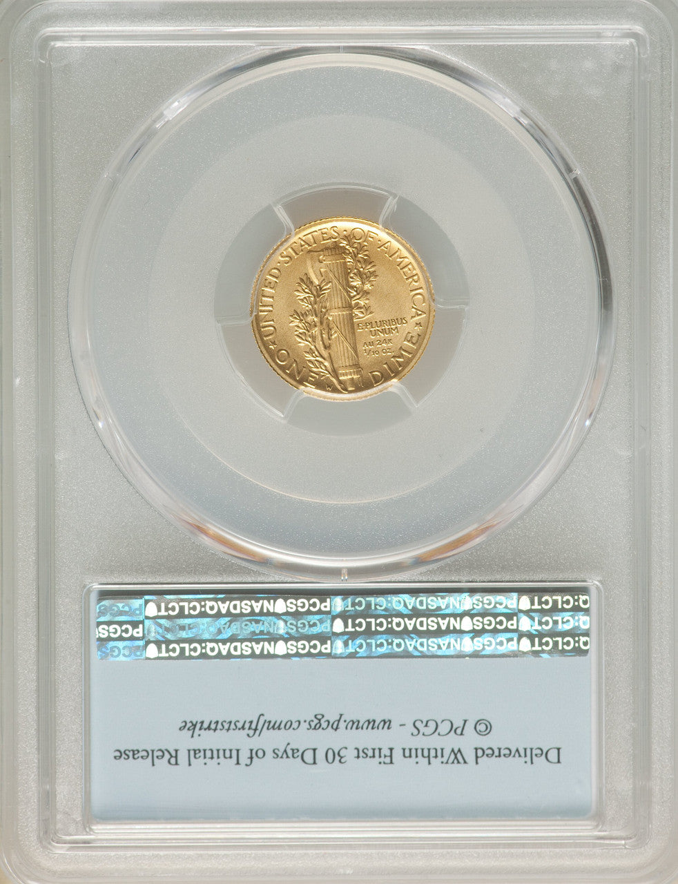 2016-W 10C Mercury Dime Gold 100th Anniversary First Strike SP PCGS MS70