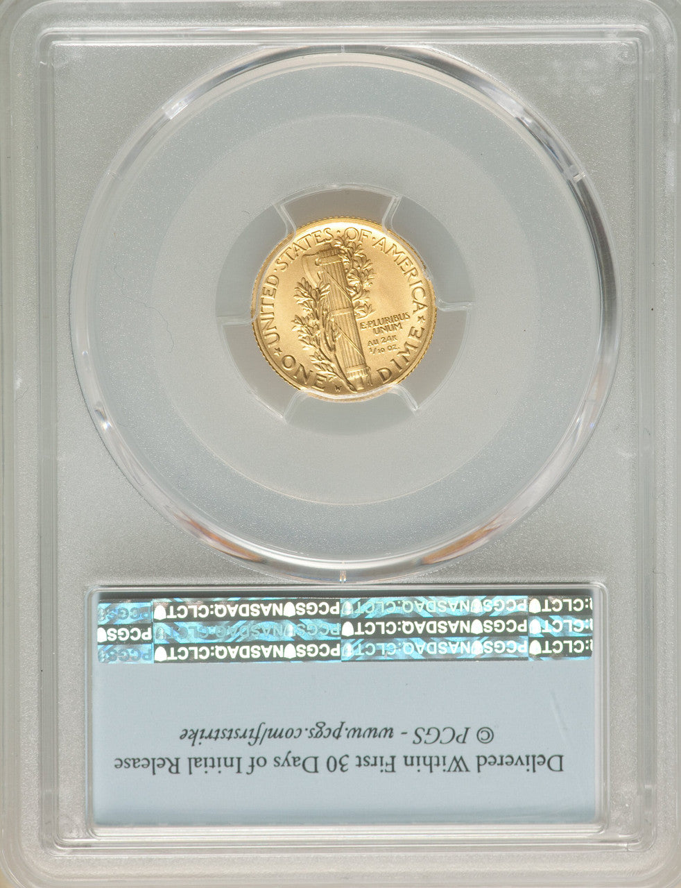2016-W 10C Mercury Dime Gold 100th Anniversary First Strike SP PCGS MS70