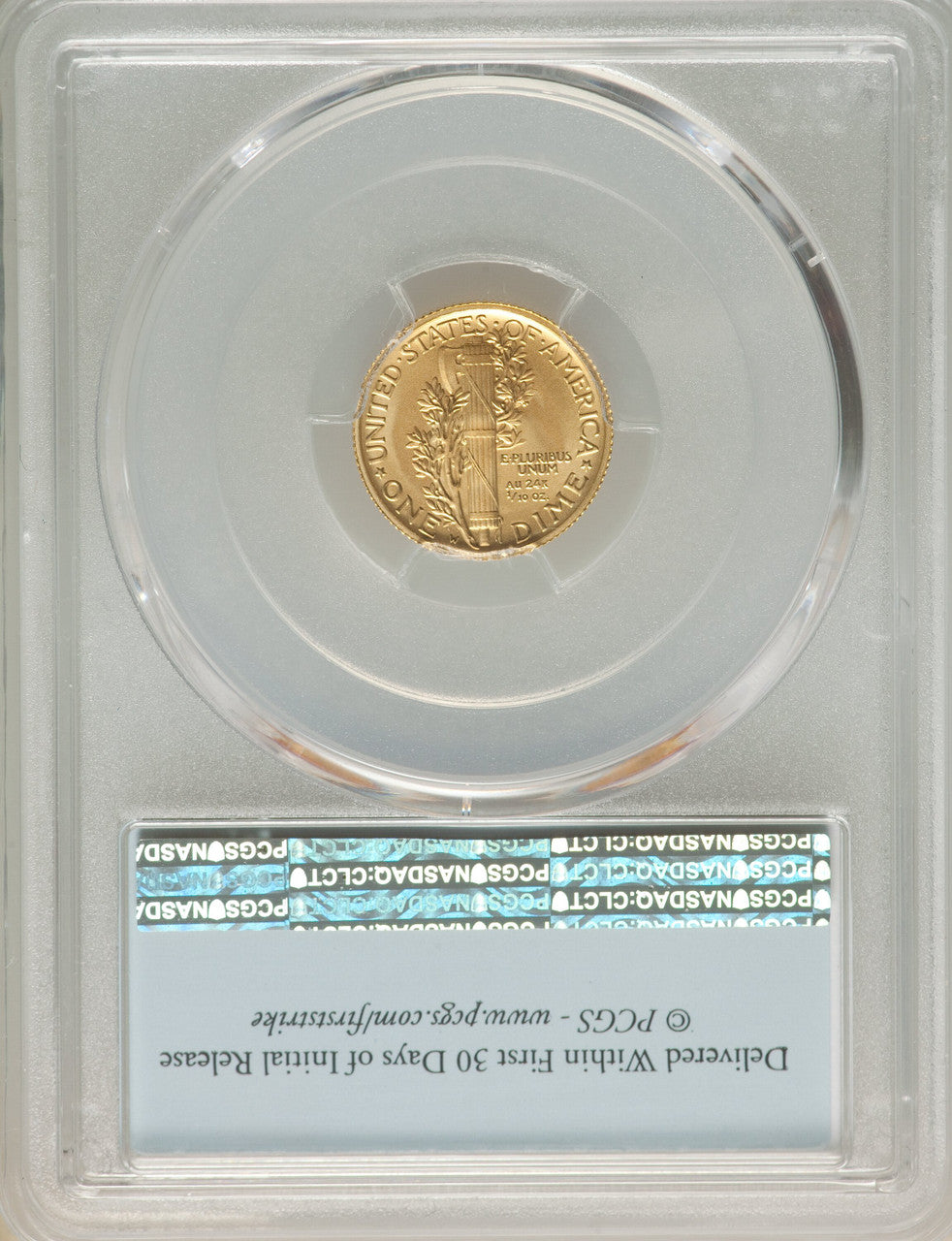 2016-W 10C Mercury Dime Gold 100th Anniversary First Strike SP PCGS MS70