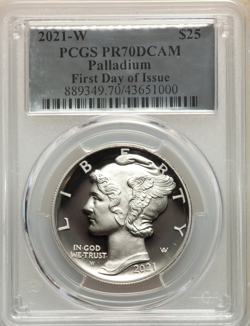 2021-W $25 Palladium FDI PCGS PR70