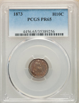 1873 H10C Proof Seated Half Dime PCGS PR65