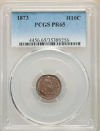 1873 H10C Proof Seated Half Dime PCGS PR65