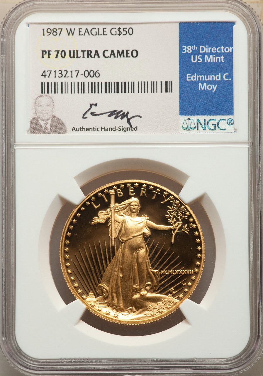 1987-W $50 One-Ounce Gold Eagle NGC PF70